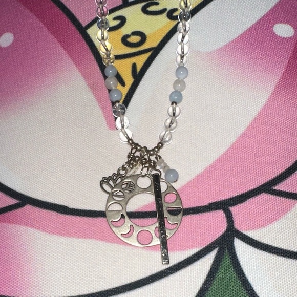 Quartz Crystal and moon stone Hand Knotted Mala Necklace - Picture 4 of 12